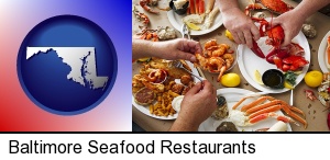 Baltimore, Maryland - eating a seafood dinner