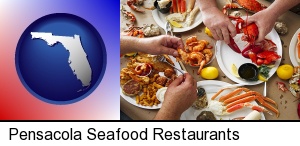 eating a seafood dinner in Pensacola, FL