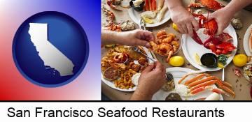 eating a seafood dinner in San Francisco, CA