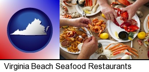 eating a seafood dinner in Virginia Beach, VA