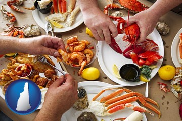 eating a seafood dinner - with New Hampshire icon