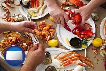 eating a seafood dinner - with South Dakota icon